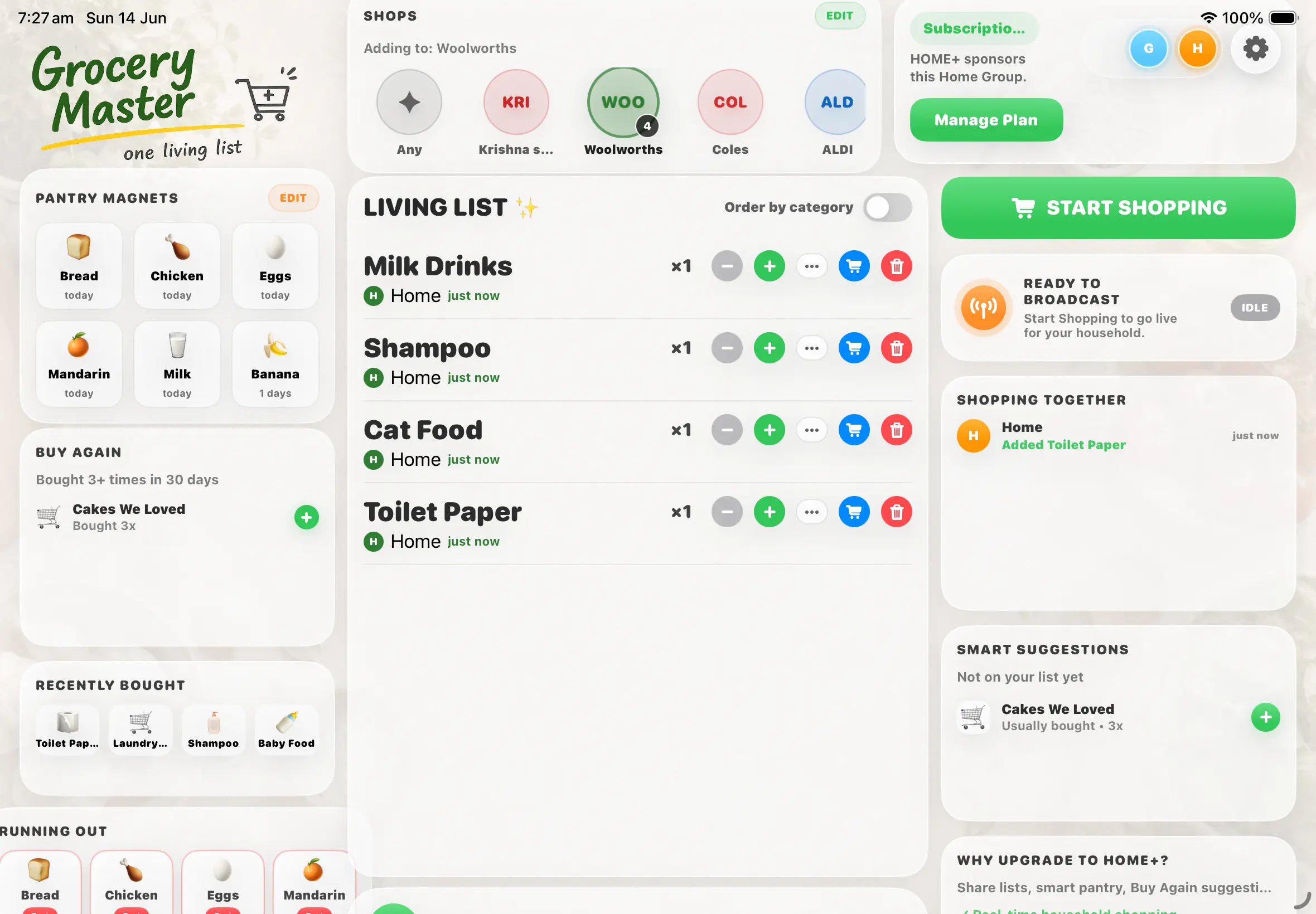 GroceryMaster iPad landscape screenshot